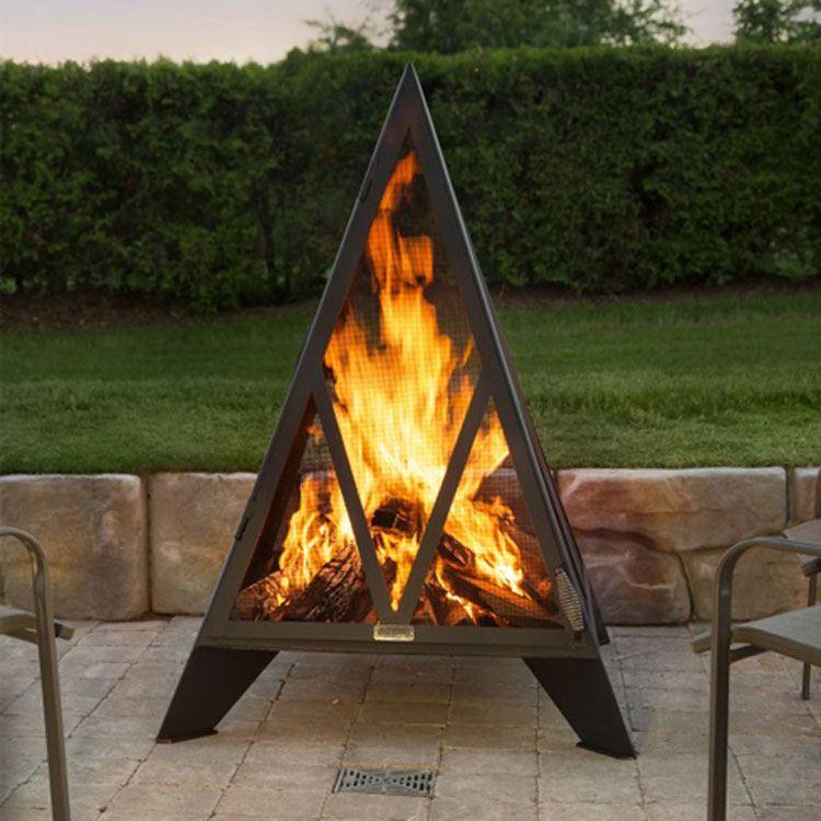 Iron Embers 5 Pyramid Wood Firepit, Enclosed Fire Pit